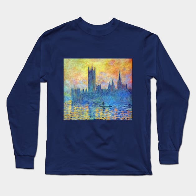 Houses of Parliament by Claude Monet Long Sleeve T-Shirt by MasterpieceCafe